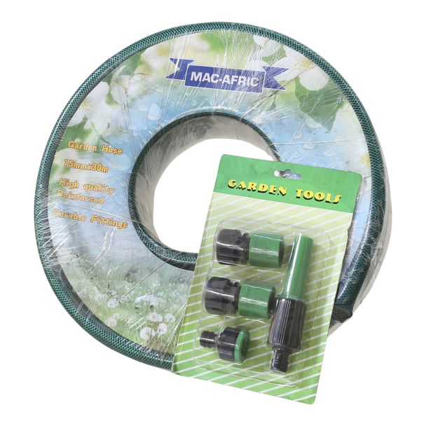MAC AFRIC 15 MM x 30 M Garden Hose with 4 PCS Fitting Set