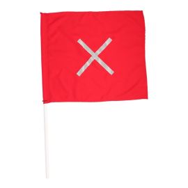MAC AFRIC 57x62 cm Red Flag with Reflective X & 1m PVC Handle