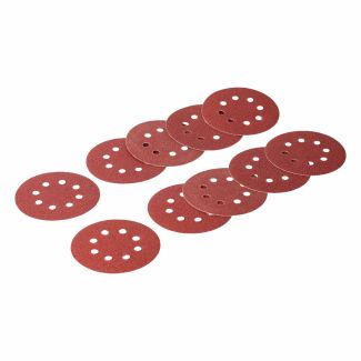 TORK CRAFT Sanding Discs Velcro 125 mm with 8 Holes (10 Pack) - 80 Grit