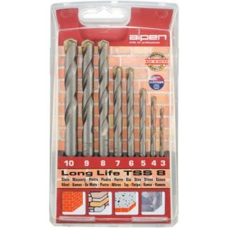 ALPEN 8-Piece Long Life TSS 8 Masonry Drill Bit Set