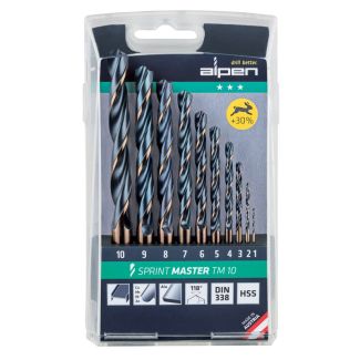 ALPEN Sprint Master TM 10 PCS HSS Jobber Drill Bit Set