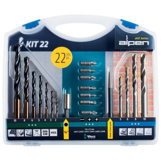 22 PCE DRILL AND SCREWDRIVER BIT SET (STEEL & MASONRY) (ALP KIT22)