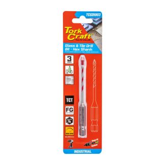 TORK CRAFT 3mm Glass & Tile Drill Bit 1/4" Hex