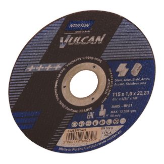 NORTON VULCAN (115 x 1.0 x 22.23 MM) Ultra - Thin Abrasive Cutting Disc with METAL INOX