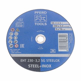 PFERD Cut-off wheel EHT 230x3.2x22.23 mm flat Performance Line SG STEELOX for steel/stainless steel