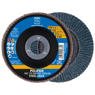 POLIFAN flap disc PFC 115x22.23 mm conical Z60 Uni. Line PSF STEELOX/1 steel/stainless steel
