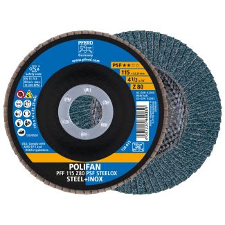 POLIFAN flap disc PFF 115x22.23 mm flat Z80 Universal Line PSF STEELOX steel/stainless steel