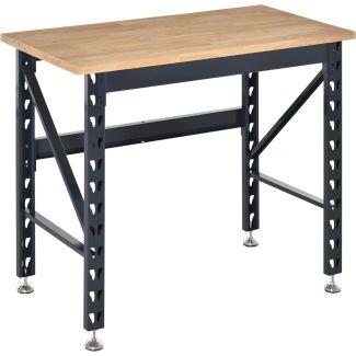 MAC AFRIC Work Table with Adjustable Footpads and Large Solid Wood Tabletop 