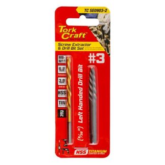 TORK CRAFT 2Pce Screw Extractor & Drill Bit Set No. 3