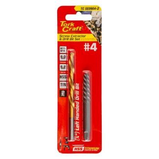TORK CRAFT 2Pce Screw Extractor & Drill Bit Set No. 4