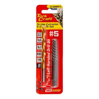 TORK CRAFT 2Pce Screw Extractor & Drill Bit Set No. 5