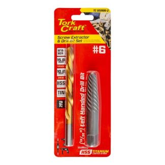 TORK CRAFT 2Pce Screw Extractor & Drill Bit Set No. 6