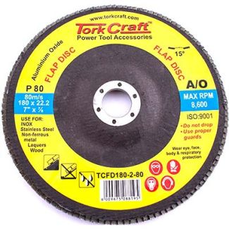 TORK CRAFT Aluminium Oxide Flap Sanding Disc 180 MM (Angled)