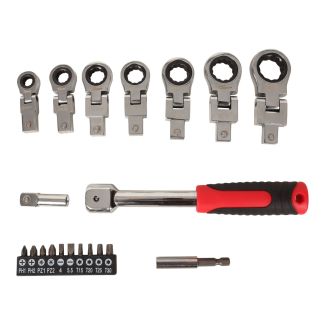 20PCE FLEX RATCHET HEAD WRENCH SET(8-10-12-13-14-17-19 INCL S/D BITS )