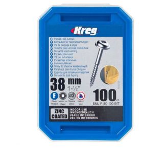 KREG Zinc Pocket Hole Screws 38MM 1.50â€³ #7 Fine Thread