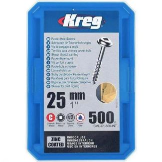 KREG Zinc Pocket Hole Screws 25MM 1.00" #8 Coarse Thread MX LOC 500CT