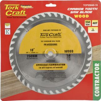 TORK CRAFT Carbide Tooth Contractors Saw Blade 250 MM x 40T x 16 MM