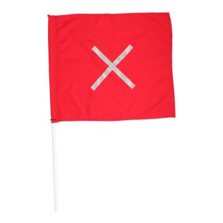 MAC AFRIC 57x62 cm Red Flag with Reflective X & 1m PVC Handle