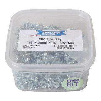 CBC POZI (ZP) #8 (4.2MM) X 16 (BIT INCL.) QTY:500(CBCPZ0816500)