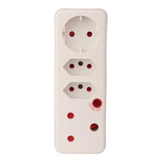 SWITCHED 4-Way Medium Surge Adaptor with Schuko – White