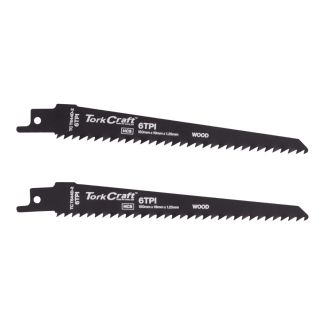 TorkCraft Sabre Saw Blade 150 x 4.3mm 6TPI Wood 2pc