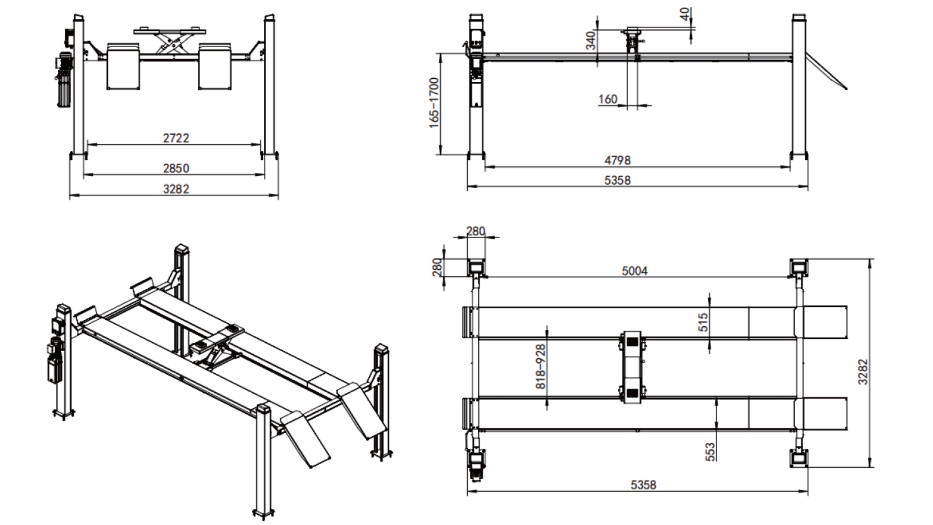MAC AFRIC 5 Ton Four Post Lift Diagram