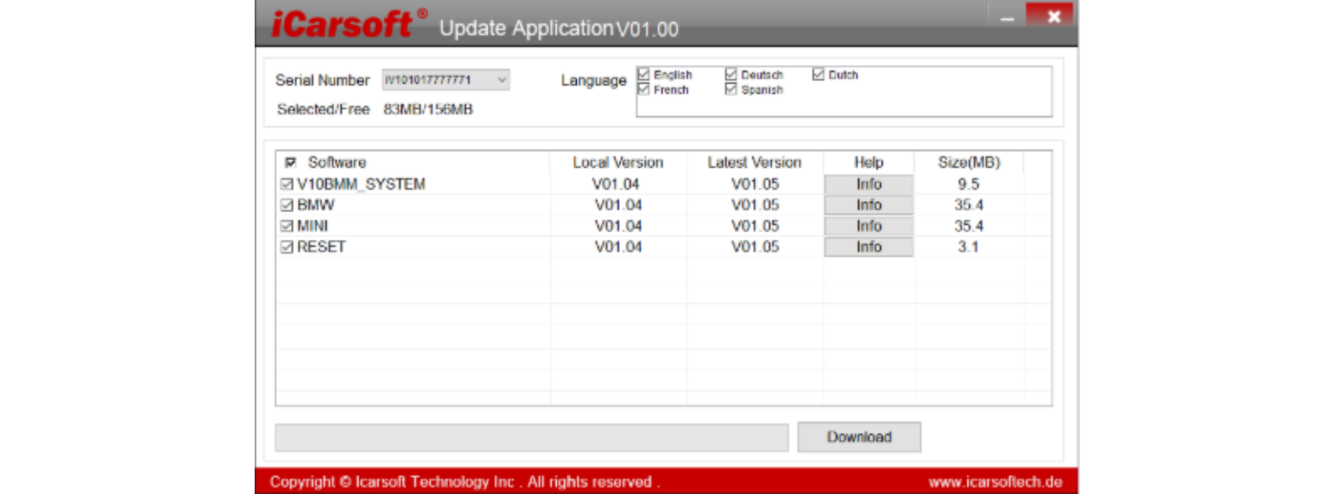 Software List for Upgrade